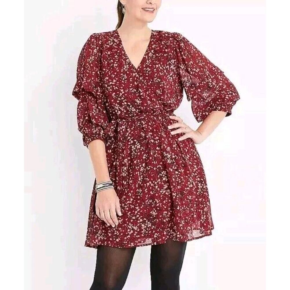 MAURICES Red Polka Dot Puff Ruffle Sleeve Mini Dress Size XS